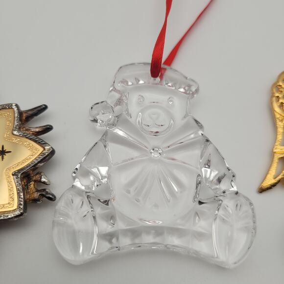 Set of 3 Christmas Ornaments Lunt USA Angels & Gorham Crystal Teddy Bear - Picture 8 of 9
